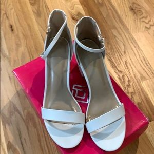 White Faux Leather Block Heels